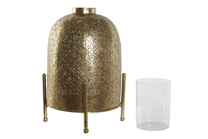 DKD Home Decor Portavela Dorado Metal y Cristal 24 x 33 x 24 cm