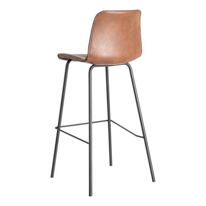 Taburete Marrón Metal / Simil Piel 47 X 47 X 103 cm (Set de 2)