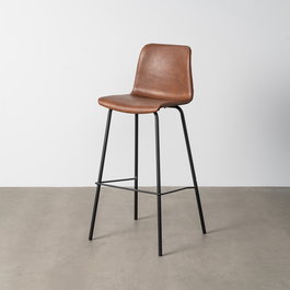 Taburete Marrón Metal / Simil Piel 47 X 47 X 103 cm (Set de 2)