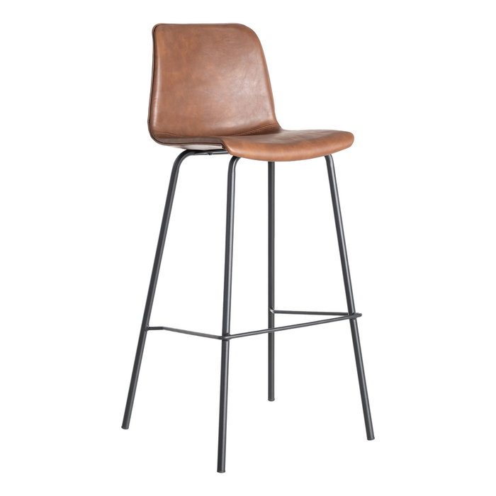 Taburete Marrón Metal / Simil Piel 47 X 47 X 103 cm (Set de 2)