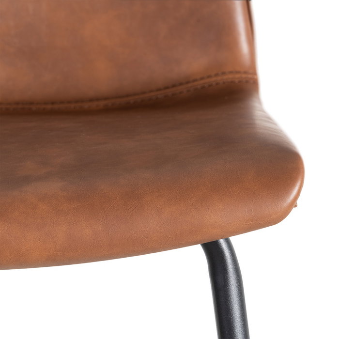 Taburete Marrón Metal / Simil Piel 47 X 47 X 103 cm (Set de 2)