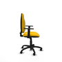 Silla de oficina Algarra con mecanismo Contacto permanente básico tapizada con Tela color Amarillo. Equipada con Base poliamida negra, Brazos 1D y Ruedas de parqué