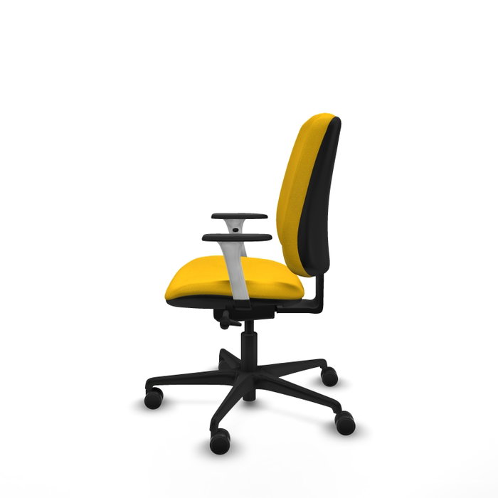 PIQUERAS Y CRESPO Silla de oficina Alares tapizada Bali amarillo con brazos blancos PIQUERAS Y CRESPO Silla de oficina Alares tapizada Bali amarillo con brazos blancos
