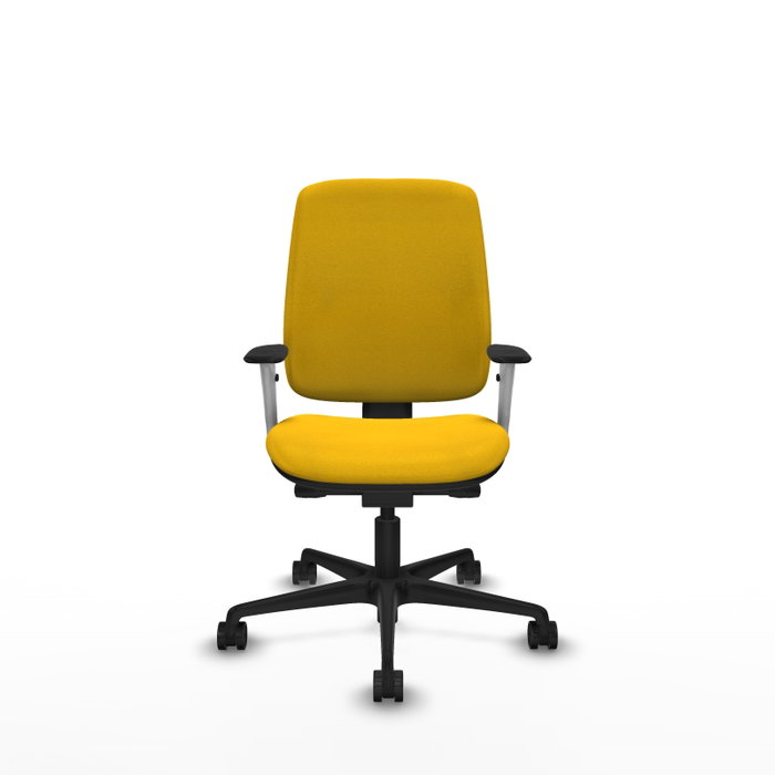 PIQUERAS Y CRESPO Silla de oficina Alares tapizada Bali amarillo con brazos blancos PIQUERAS Y CRESPO Silla de oficina Alares tapizada Bali amarillo con brazos blancos