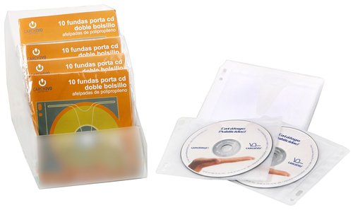 CARCHIVO Porta-CD Doble PP Acolchado Transparente Blíster de 10 CARCHIVO Porta-CD Doble PP Acolchado Transparente Blíster de 10