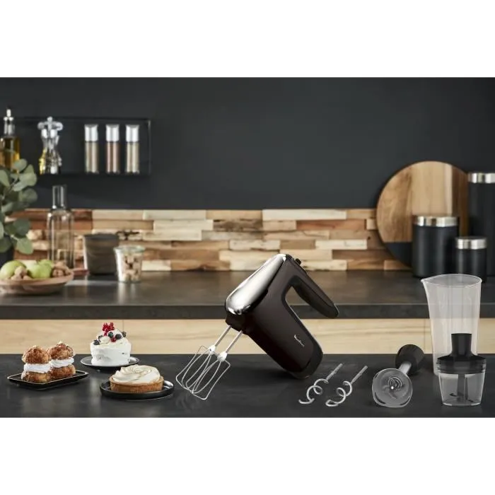 MOULINEX HM653910 Batidora de mano Powermix Silence, 600 W, Tecnología silenciosa, Mango ergonómico, Accionamiento de velocidad variable