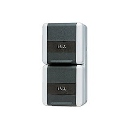 JUNG 8220 NA W AP/WD-Doppel-Steckdose Schriftfeld, Interruptor de Enchufe Doble con Placa de Inscripción