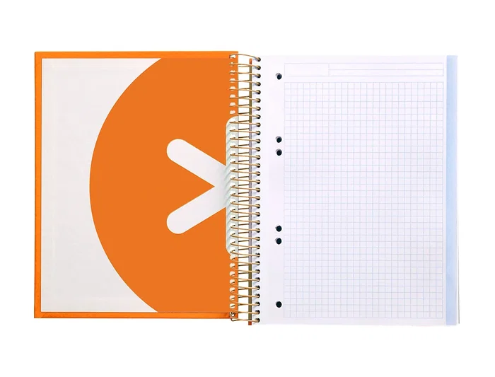 Antartik Cuaderno espiral micro A5 120 hojas 90 gr cuadro 5mm 5 bandas color mostaza