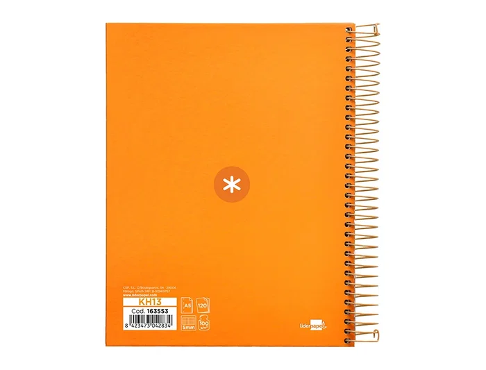 Antartik Cuaderno espiral micro A5 120 hojas 90 gr cuadro 5mm 5 bandas color mostaza