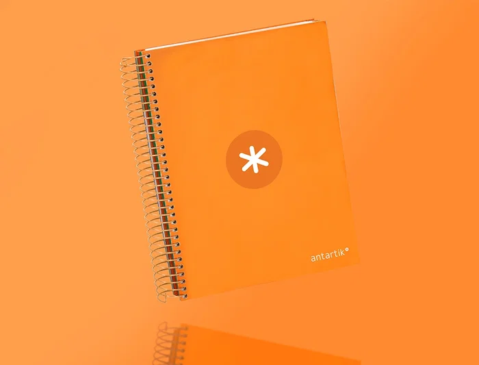 Antartik Cuaderno espiral micro A5 120 hojas 90 gr cuadro 5mm 5 bandas color mostaza