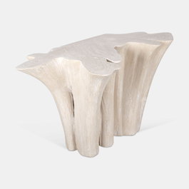 DKD Home Decor Consola Raíz de Teca Decapé Blanco