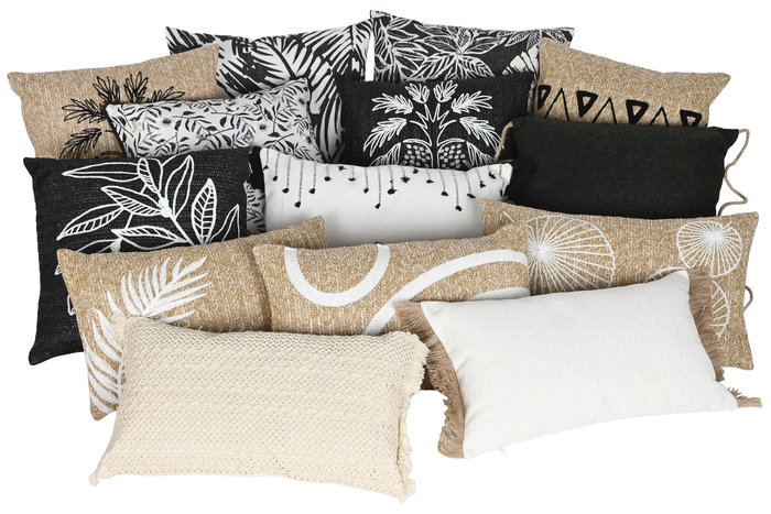 DKD Home Decor Cojín Bordado Negro y Blanco 42x15x42 cm