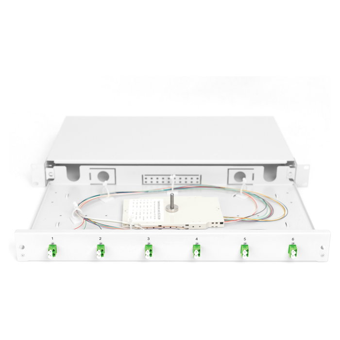 Digitus Caja de empalme de fibra óptica 1U, 6 puertos LC-APC DX OS2, Gris claro