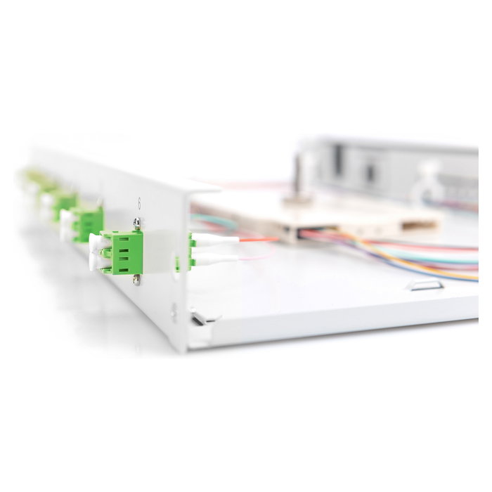 Digitus Caja de empalme de fibra óptica 1U, 6 puertos LC-APC DX OS2, Gris claro