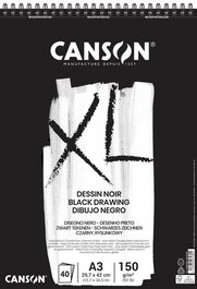 Bloc De Dibujo Canson Xl Black Drawing Con Espiral Doble Grano Fino Y Grueso A3 150G 40H (Set de 5)