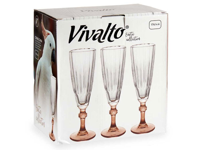 Vivalto Copa Cava Color Café 170 ml 6.5x20x6.5 cm Cristal (Set de 48)