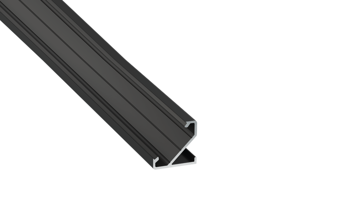 KIMERA Perfil de Aluminio BARDE Anodizado Negro con Difusor Opal, Tapones y Clips, 2,02 m