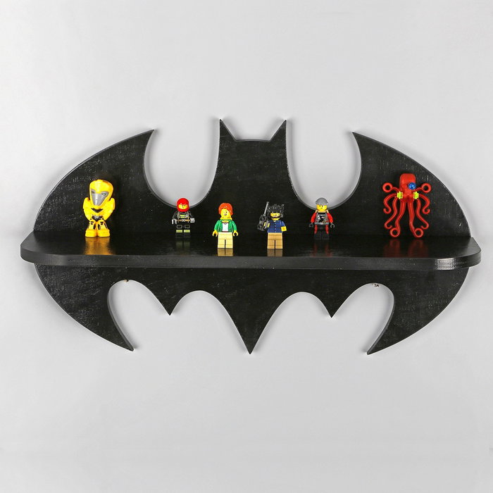 Hanah Home Raf285 Estantería Decorativa de Madera Negra, Contrachapado, 47 cm (An) x 25 cm (Al) x 7 cm (Pr)