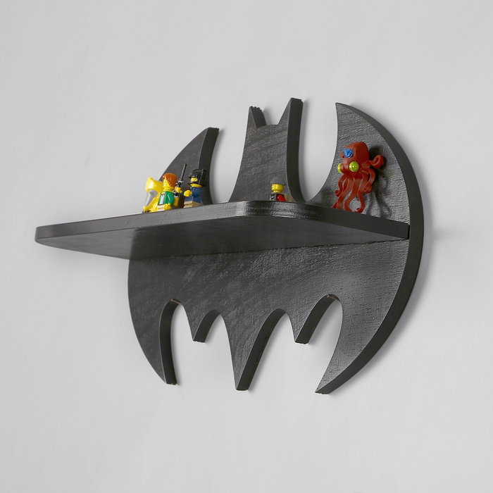 Hanah Home Raf285 Estantería Decorativa de Madera Negra, Contrachapado, 47 cm (An) x 25 cm (Al) x 7 cm (Pr)