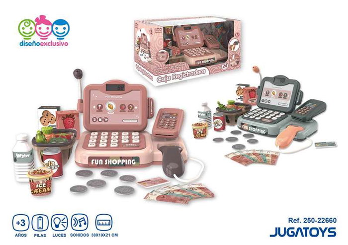 Jugatoys - jugahome Caja Registradora con escáner, cesta y accesorios, luces y sonidos
