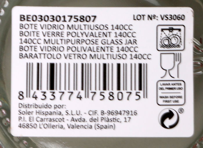 Mediterraneo Bote Vidrio 140Cc Con Tapa Mediterraneo 7 x 5,4 x 7 cm (24 Unidades)