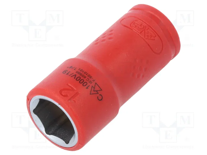WIHA ElectricVario Vaso de 6 ángulos aislado HEX 12mm 1/4 pol WIHA ElectricVario Vaso de 6 ángulos aislado HEX 12mm 1/4 pol