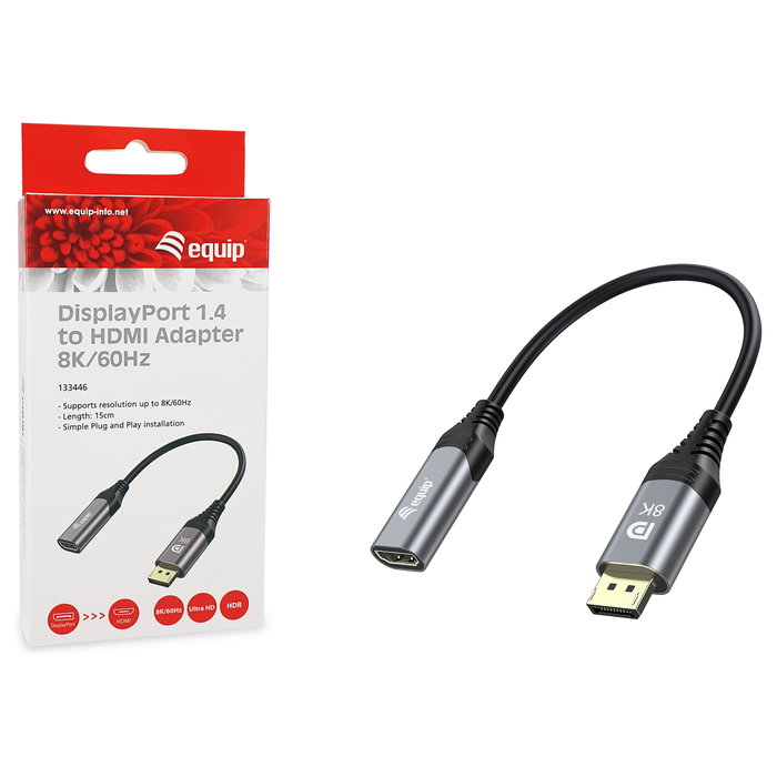 Equip Adaptador DisplayPort 1.4 a HDMI 8K/60Hz 0,15m Equip Adaptador DisplayPort 1.4 a HDMI 8K/60Hz 0,15m