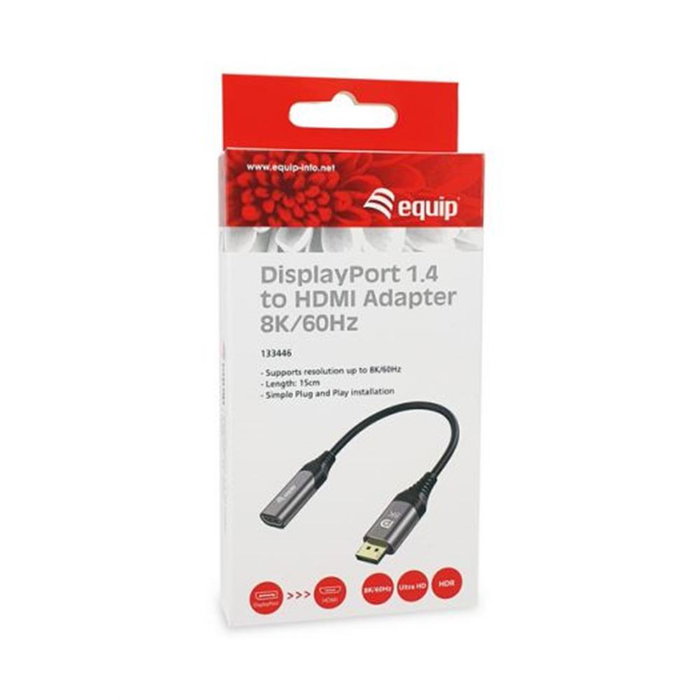 Equip Adaptador DisplayPort 1.4 a HDMI Hembra 8K/60Hz 32.4Gbps Conector Chapado en Oro 15cm Equip Adaptador DisplayPort 1.4 a HDMI Hembra 8K/60Hz 32.4Gbps Conector Chapado en Oro 15cm