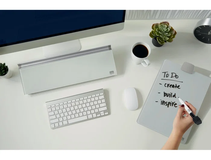 Nobo Bloc de notas sobremesa cristal blanco 46x15 cm