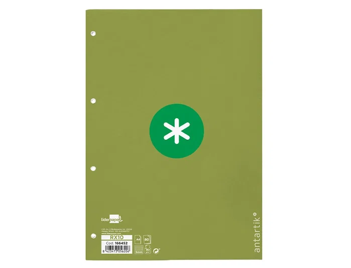 Antartik Recambio A4 80 hojas Cuadro 5mm Verde Antartik Recambio A4 80 hojas Cuadro 5mm Verde