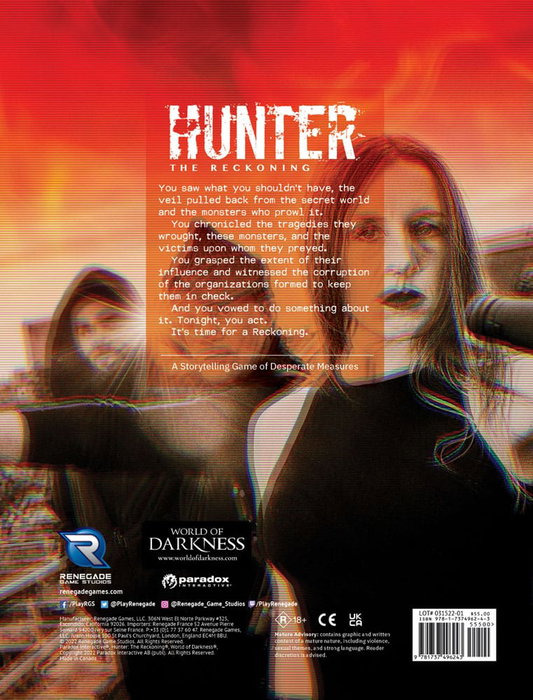 Hunter: The Reckoning 5th Edition RPG libro Game Core Rulebook *Edición Inglés*