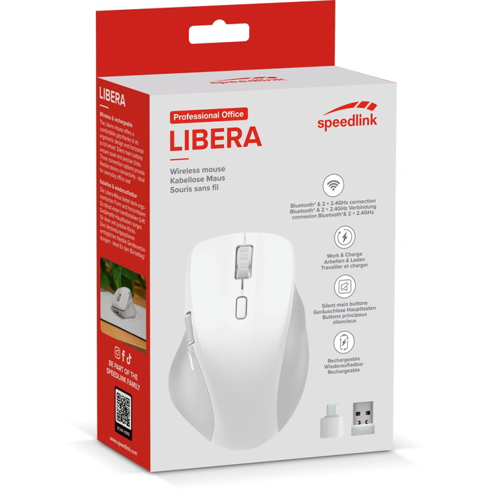 Speedlink LIBERA Ratón Inalámbrico Recargable Blanco