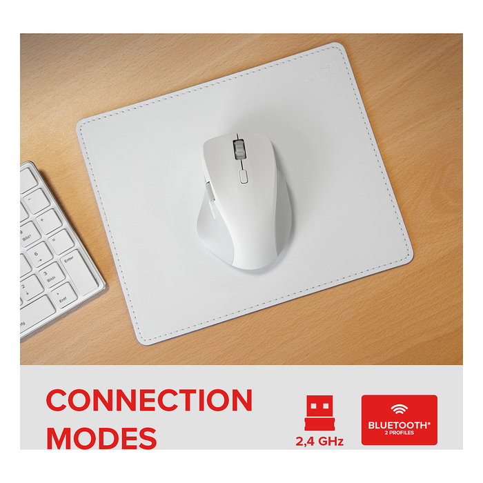 Speedlink LIBERA Ratón Inalámbrico Recargable Silencioso Bluetooth y RF, 3200 DPI, Óptico, Blanco, Diseño Ergonómico para Mano Derecha