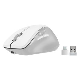 Speedlink LIBERA Ratón Inalámbrico Recargable Silencioso Bluetooth y RF, 3200 DPI, Óptico, Blanco, Diseño Ergonómico para Mano Derecha