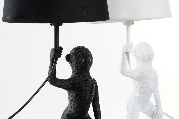 DKD Home Decor Lámpara Sobremesa Colonial Blanco Negro 20 x 45 x 20 cm (2 Unidades)