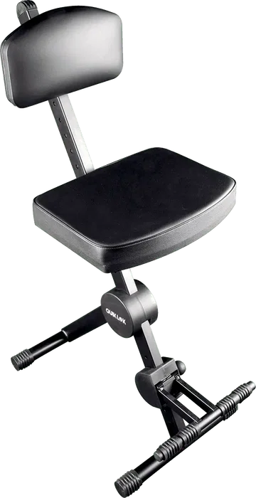 QUIKLOK Sillín Regulable Multiuso con Respaldo y Reposapiés Negro Imitación Cuero Acero Plegable