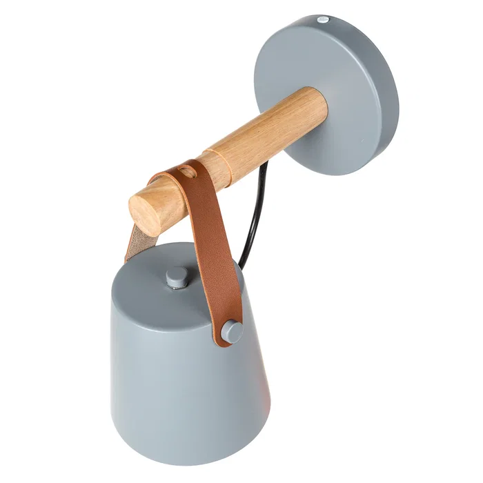 Aplique "Evelynn" SKD-W001-G Negro/Blanco/Gris y Madera con Detalle de Cuero - Estilo Moderno y Minimalista