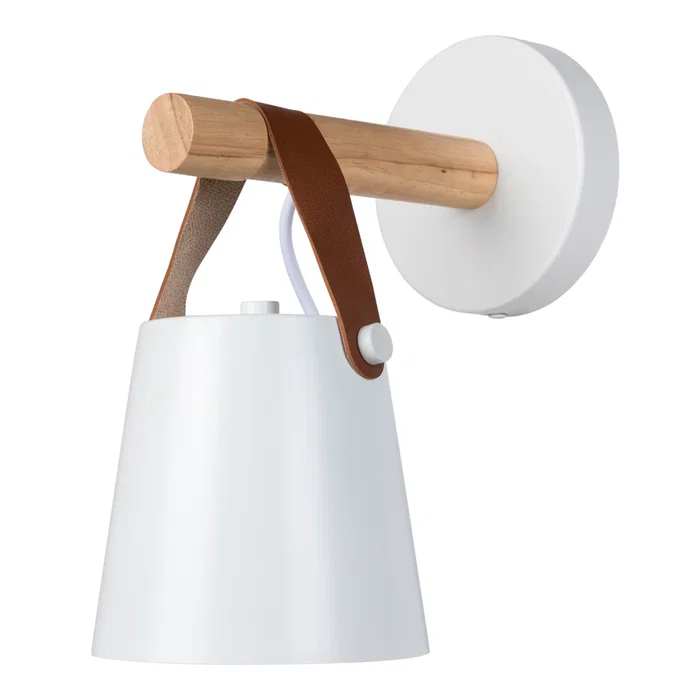 Aplique "Evelynn" SKD-W001-G Negro/Blanco/Gris y Madera con Detalle de Cuero - Estilo Moderno y Minimalista