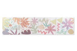 DKD Home Decor Cuadro Lienzo MDF 60x60x1,8 Flores Surtido de 4 Unidades