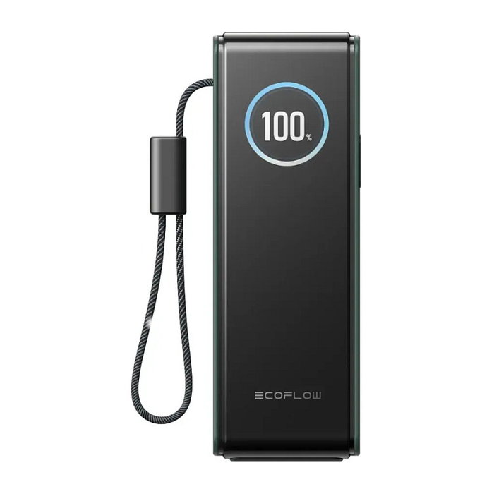 EcoFlow RAPID 25K Power Bank 25000 mAh 170 W Verde, Batería Externa con Cables Integrados, 4 Puertos USB-C y USB-A