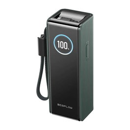 EcoFlow RAPID 25K Power Bank 25000 mAh 170 W Verde, Batería Externa con Cables Integrados, 4 Puertos USB-C y USB-A