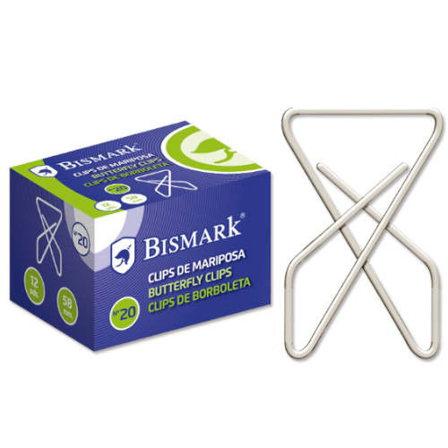 Bismark Caja 12 Clips Niquelados de Mariposa Nº 20 Artículo 321357 Bismark Caja 12 Clips Niquelados de Mariposa Nº 20 Artículo 321357