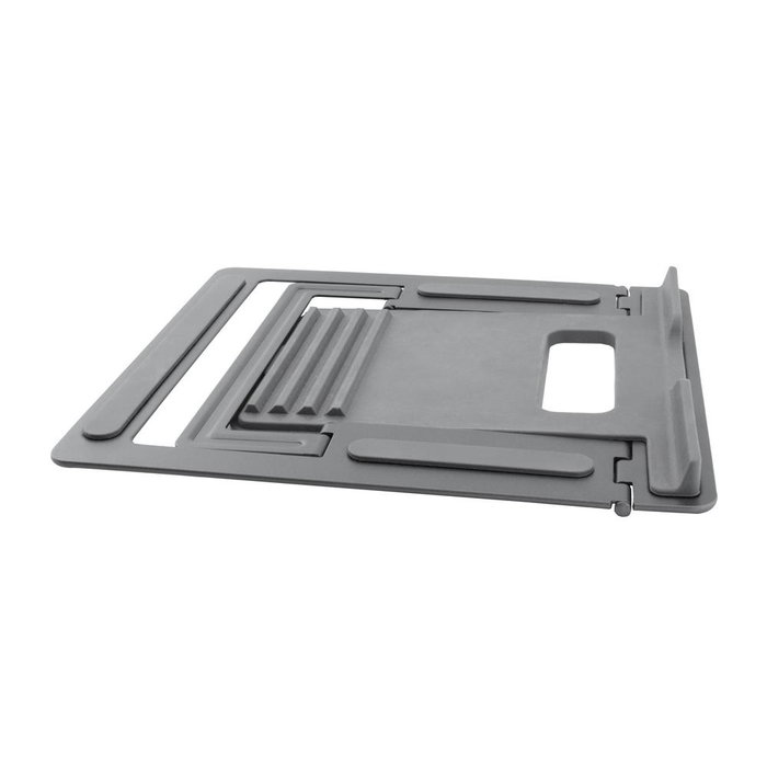 Coolbox Soporte Atril Portátil para Portátiles Hasta 17", Aluminio Ajustable con 4 Posiciones, Gris Espacial, Ergonómico