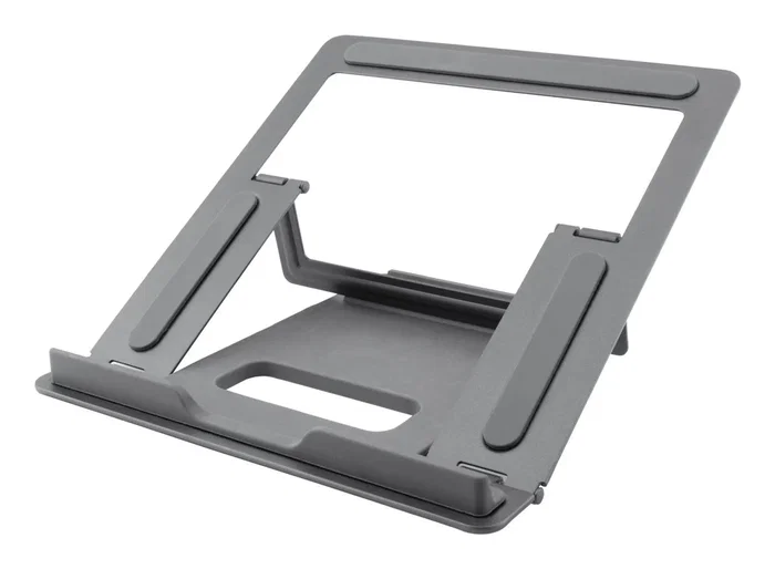 CoolBox COO-ATRIL-02 Soporte Atril para Portátil Plegable Ajustable 4 Posiciones de Aluminio, Hasta 17 Pulgadas (43,2 cm) y 10 kg, Color Gris Espacial