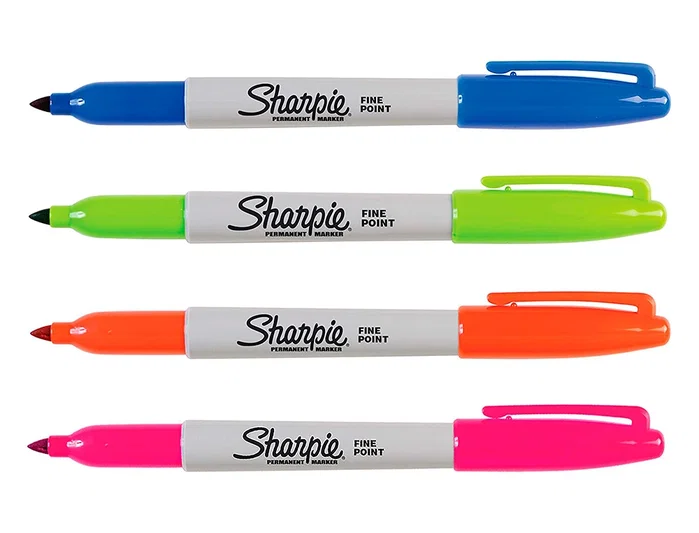 Sharpie Marcadores Permanentes Fine Surtido Neón, Punta Redonda 0,9 mm, 4 Unidades