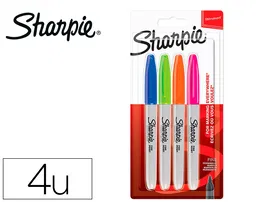 Sharpie Rotulador Permanente Fino Blister 4 Unidades Colores Fantasía Surtidos