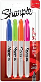 Sharpie Marcador Permanente Fine Punta Redonda 0.9 mm S-Surtidos Neón Blíster 4 Ud