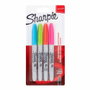 Sharpie Marcadores Permanentes Fine Surtido Neón, Punta Redonda 0,9 mm, 4 Unidades