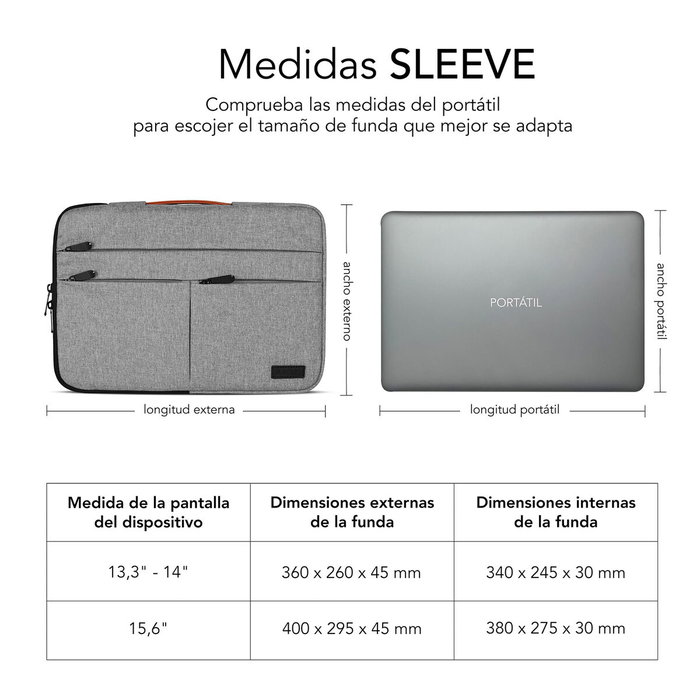 Subblim Funda Air Padding 360 Sleeve 13,3-14 pulg Gris Claro