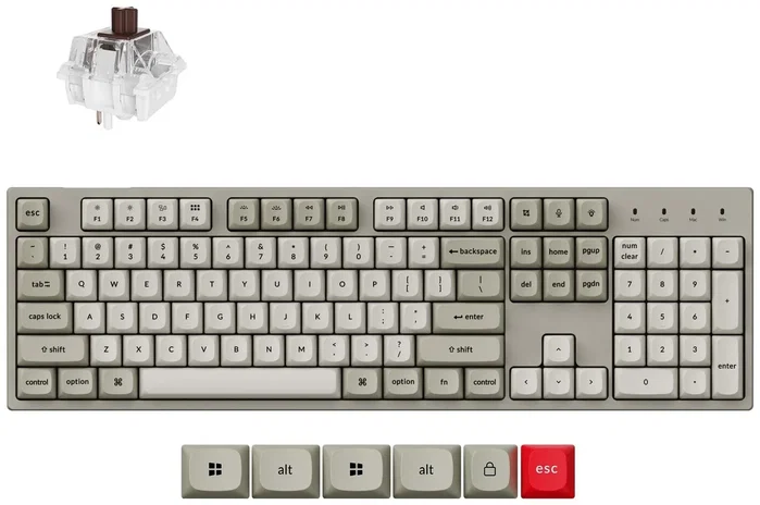 Keychron C2PX-M3 Teclado Mecánico Full Size con Interruptores Super Brown Hot-Swap RGB Blanco-Gris Keychron C2PX-M3 Teclado Mecánico Full Size con Interruptores Super Brown Hot-Swap RGB Blanco-Gris